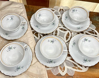 Vintage Small Winterling Finest Bavarian China, Made in Germany, Six cups and Saucers