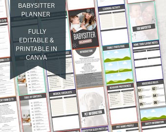 Babysitter Planner Printable | Babysitting Binder, Emergency Contacts, Child Info | Family Management Childcare Planner
