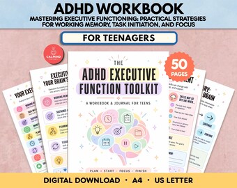 ADHD Teen Executive Function Workbook Working Memory and Coping Skills, Time Awareness and Focus Journal for Adolescents Printable PDF