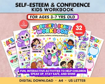Self Esteem and Confidence Workbook Kids SEL Activity Sheets Therapy and Counseling Printable Worksheets for Preschoolers