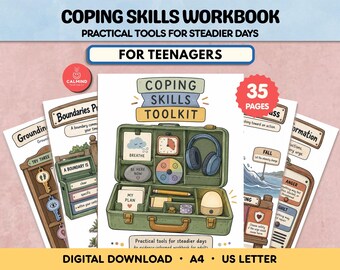 Coping Skills Workbook for Teens and Adults Mental Health Printable Worksheets Anxiety Relief CBT DBT Based Resources