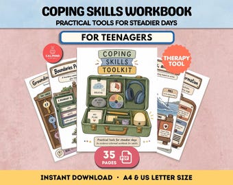 Coping Skills Workbook for Teens and Adults Mental Health Printable Worksheets Anxiety Relief CBT DBT Based Resources
