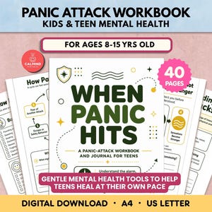 Panic Attack Workbook for Teens Mental Health Journal Printable CBT Worksheets Anxiety School Counselor and Therapy Tools
