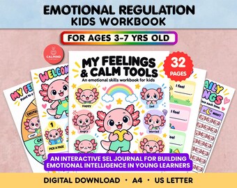 Emotional Regulation Workbook for Kids Therapy SEL Activities Bundle Worksheets CBT Coping Skills Printable Digital Download