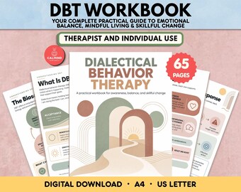 DBT Worksheets Printable Dialectical Behavior Therapy Workbook Mental Health Mindfulness DEAR MAN Distress Tolerance Emotional Regulation