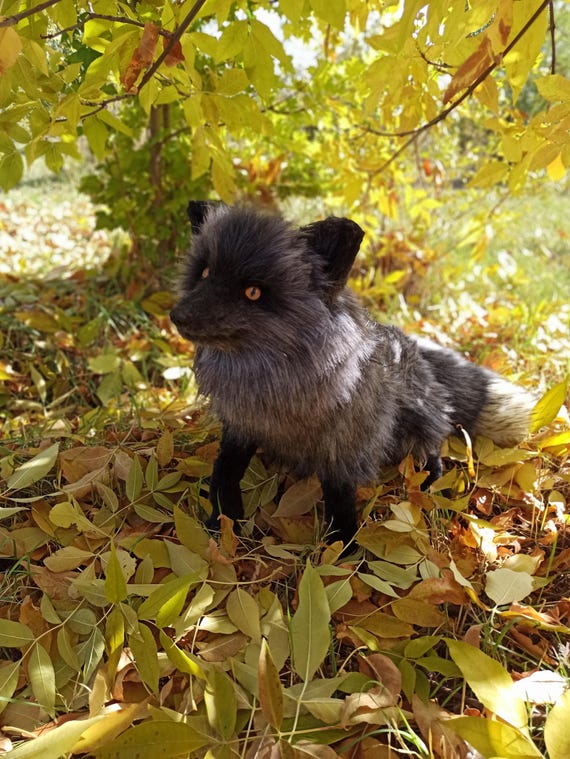 Made to Order Realistic Black Fox Plush Life Size Handmade Fox Art
