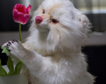 to order Albino Raccoon Realistic Poseable Plush – Handmade Life-Size Collectible Animal Art Doll – Lifelike White Raccoon Stuffed Toy OOAK