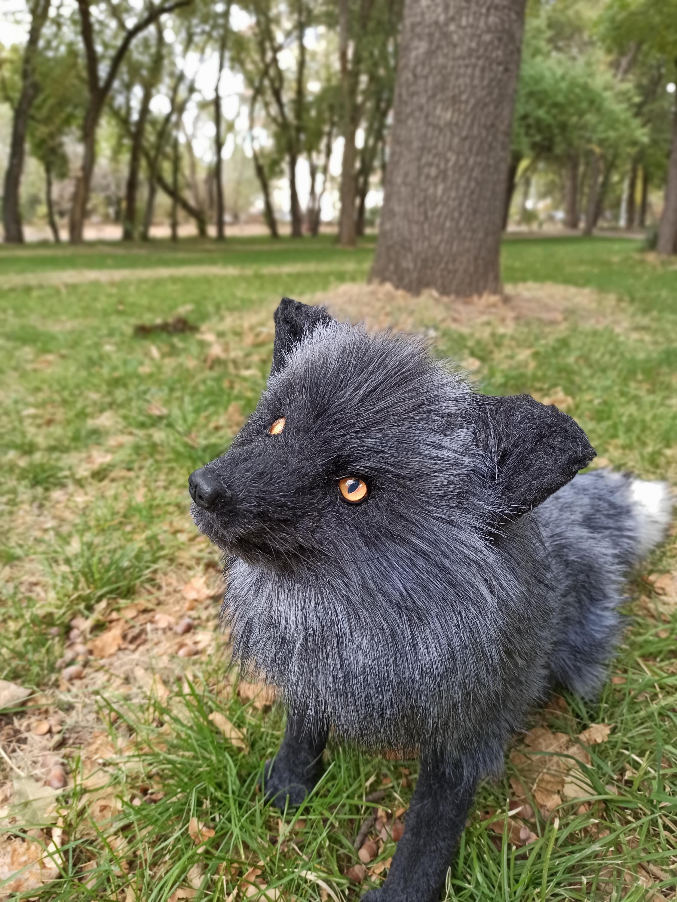 Made to Order Realistic Black Fox Plush Life Size Handmade Fox Art