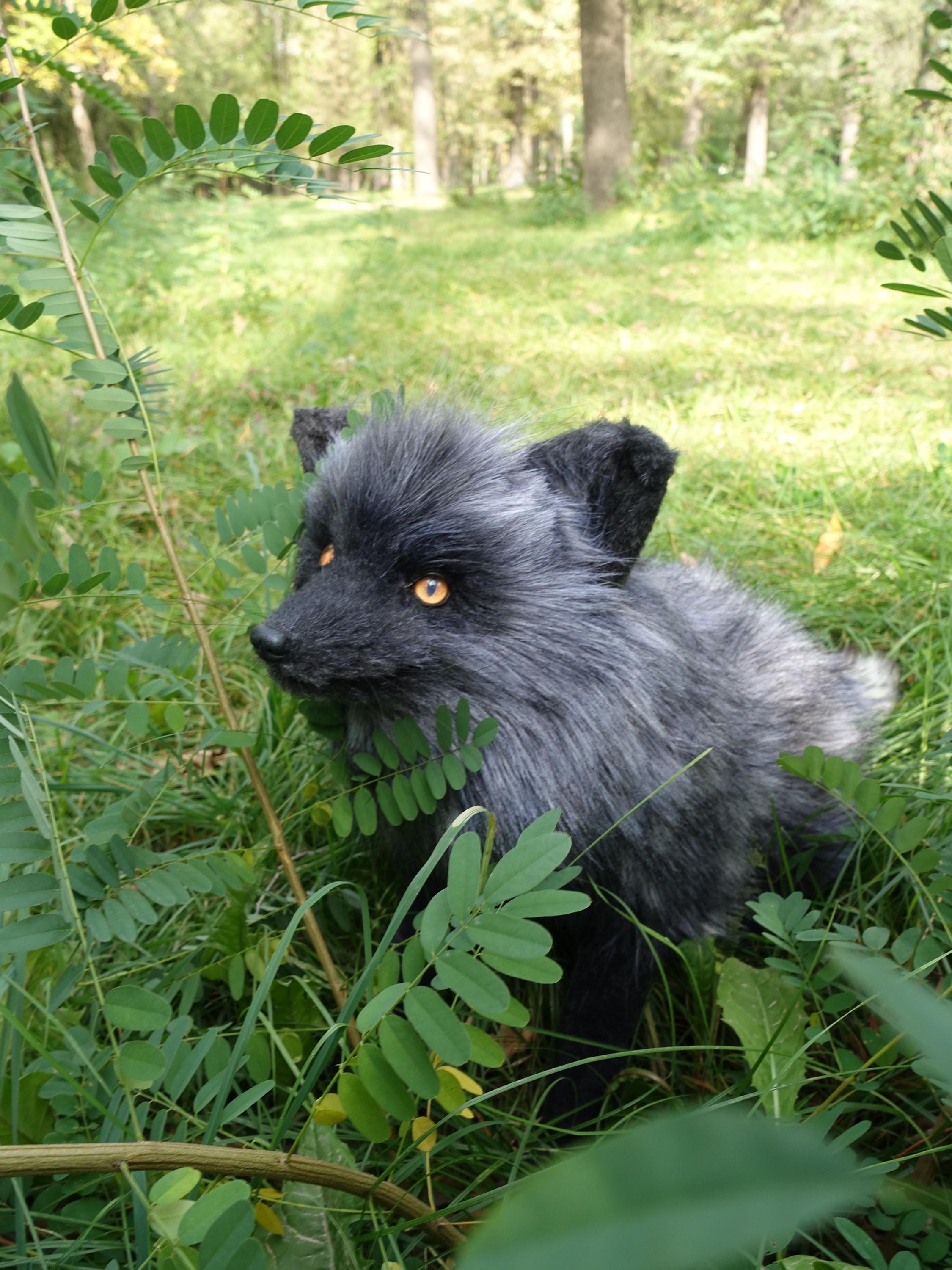 Made to Order Realistic Black Fox Plush Life Size Handmade Fox Art