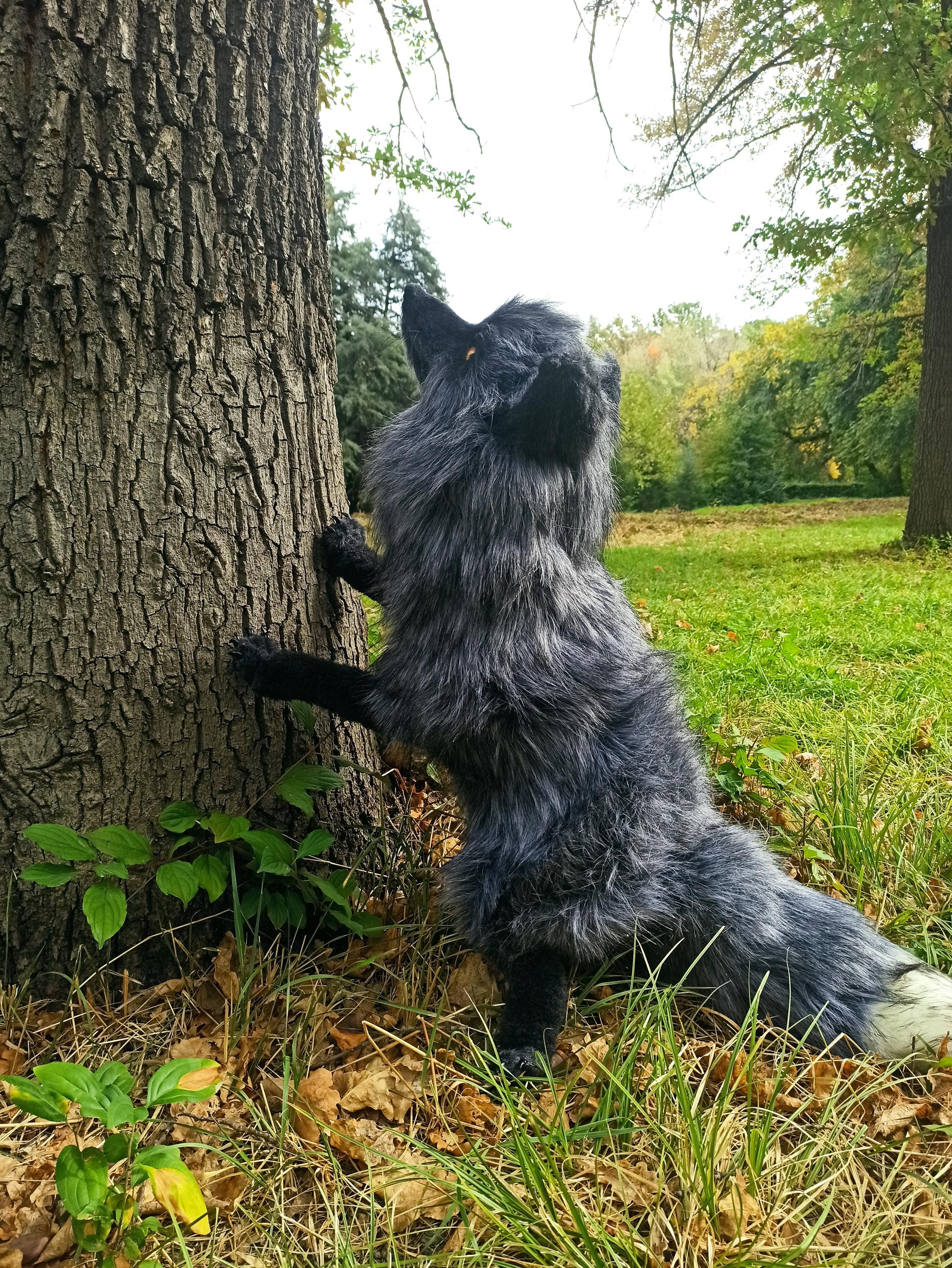 Made to Order Realistic Black Fox Plush Life Size Handmade Fox Art