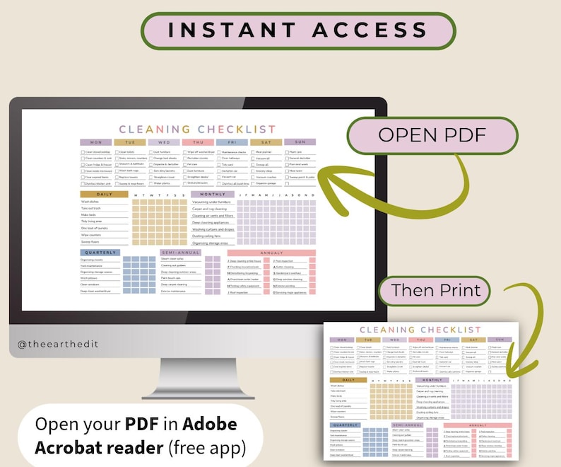 Printable Cleaning Checklist | Daily, Weekly, Monthly & Annual Home ...