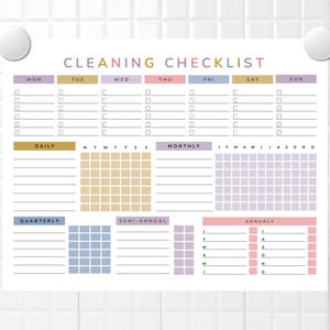 Printable Cleaning Checklist | Daily, Weekly, Monthly & Annual Home ...