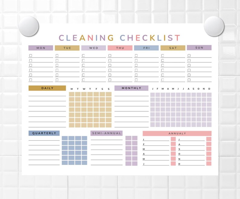 Printable Cleaning Checklist | Daily, Weekly, Monthly & Annual Home ...