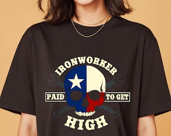 Camiseta gráfica con calavera de herrero: regalo humorístico para trabajadores de la construcción de Texas