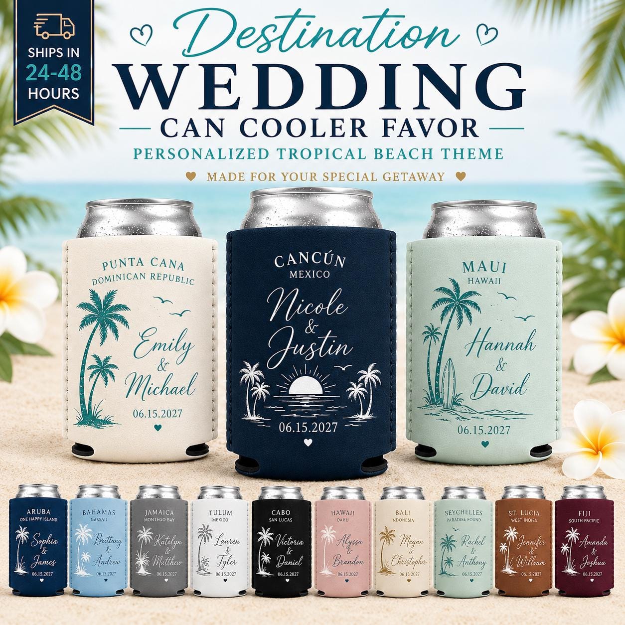 Tropical Beach Neoprene Koozie