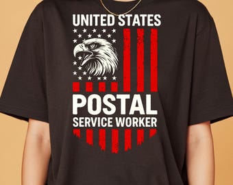 Camiseta del orgullo del trabajador de USPS: águila con bandera estadounidense, cartero patriótico