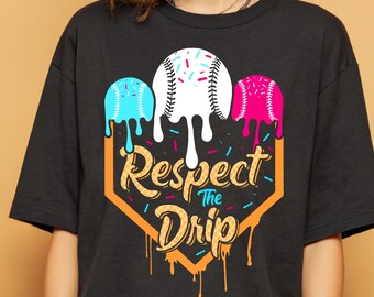 Camiseta de béisbol "Respect The Drip": divertida camiseta para fanáticos del sóftbol con helado