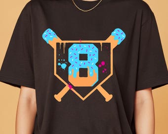 Camiseta de béisbol con el número 8 de Donut: Divertida camiseta de bateador de sóftbol