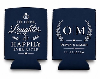 Custom Logo Wedding Can Coolers, Personalized Couple Crest, Wedding Guest Favors, Reception Drink Sleeves, Bulk Neoprene Can Holders