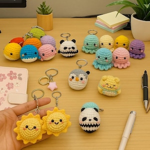 Cute Animal Crochet Keychains, Handmade Amigurumi Plush Toys, Stuffed Animal Keyring, Mini Crochet Plush, Gift for Animal Lovers