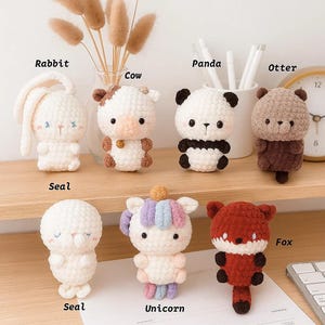 Handmade Crochet Plush Set, Cute Character Inspired Amigurumi Dolls, Kawaii Yarn Plushies, Soft Stuffed Toy Gift, Cute Gift Idea for Her or