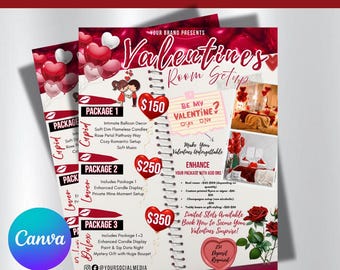 Valentine Room Setup Flyer, Room Decoration Flyer, Valentine Booking Flyer, Hotel Book Flyer, Editable Hotel Room Decoration Price List Info