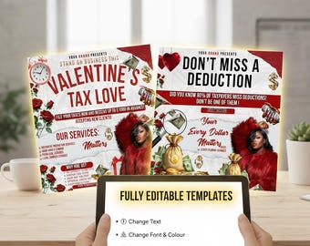 Tax Prep Flyer Bundle, Tax Prep Flyer Service, Tax Flyer 2026, Valentines Tax Flyer, Tax Prep Season Flyer