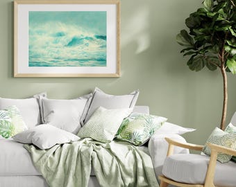 Light Blue Ocean Wave Printable Art Coastal Wall Decor Digital Download