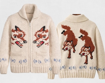 Hand Knit Wolf Cardigan, Project Hail Mary Inspired Wool Blend Sweater