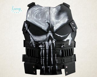 Premium Punisher Tactical Vest – Jon Bernthal Skull Design Combat Leather Armor for Cosplay