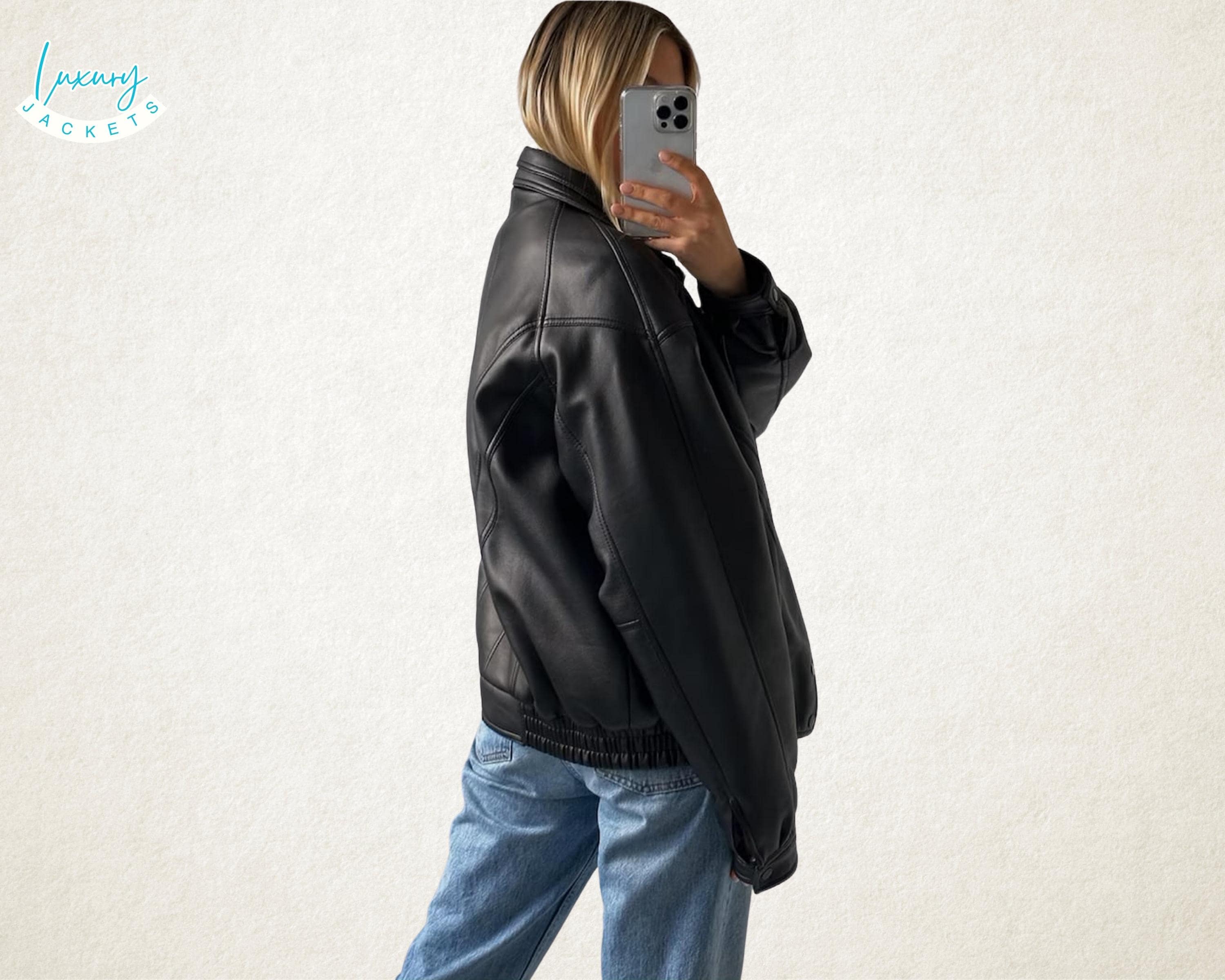 Ultimate 90's Women's Vintage Bomber Jacket – Black Handmade Real