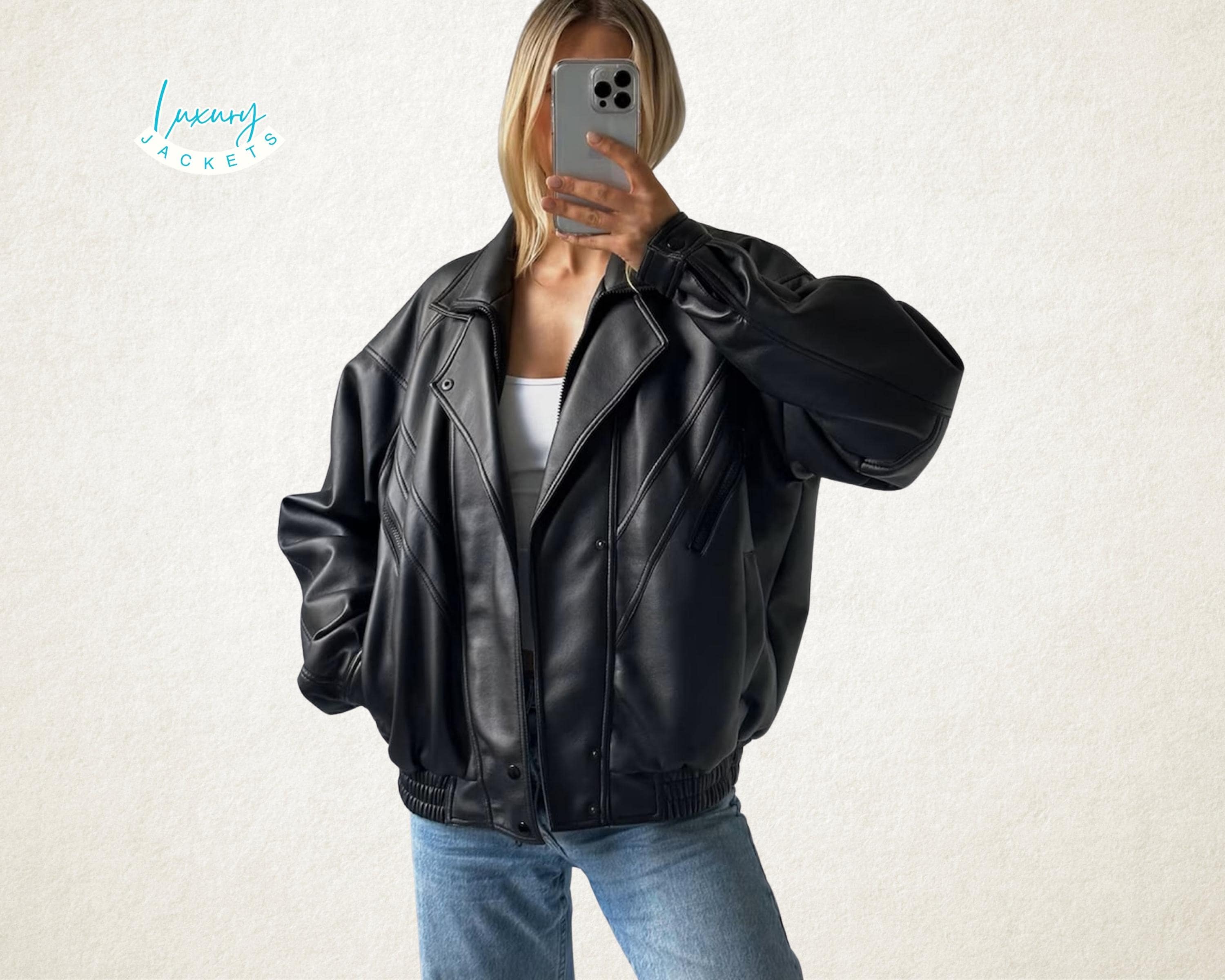 90s Leather Jacket - Etsy Canada