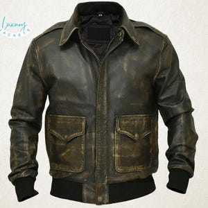 Limited Edition Herren A2 Aviator Bomberjacke - Brauner Pilotenmantel aus Leder