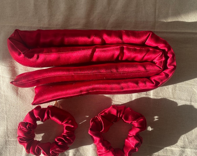30 Momme Mulberry Silk Heatless Curler Ribbon Set/pure cotton filling/hand sewn hem overnight rollers/comfort to sleep/Handmade in Sweden