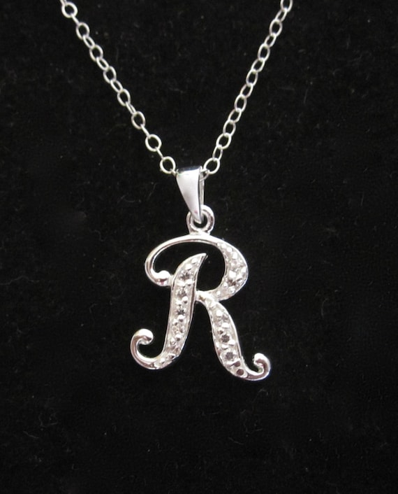 925 Sterling Silver Initial R Charm and Pendant