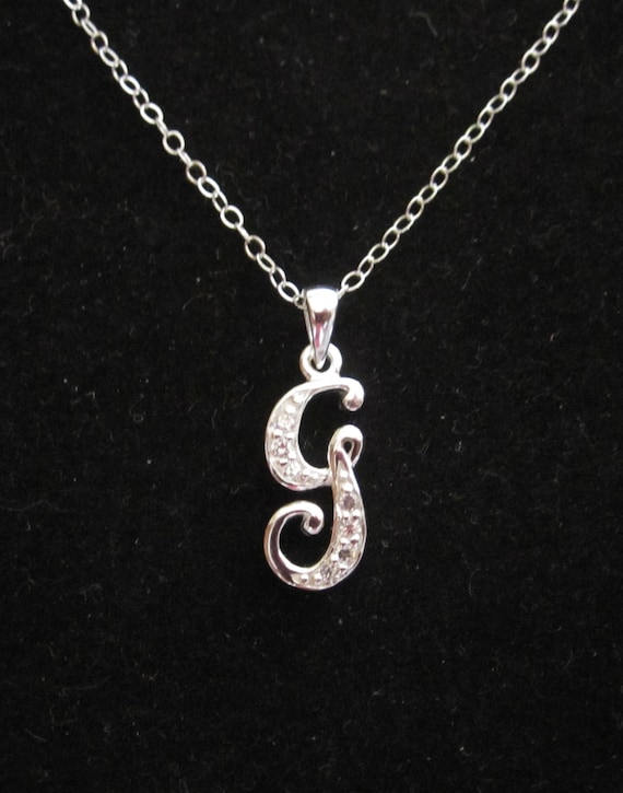 Sterling Silver CZ Initial G Pendant