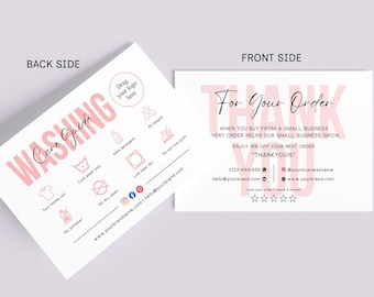 Editable Canva Care Card Template, Clothing Washing Instructions Insert