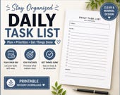 Minimalist Daily Task List Printable, Productivity To Do Organizer (A4 PDF Download)