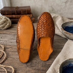 Handmade Dark Brown Woven Leather Mules, Women's Summer Sandals image 3