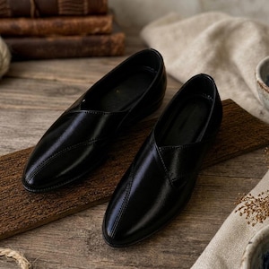 Handmade Black Leather Peshawari Shoes, Woven Pakistani Ethnic Footwear, Wedding Sandals