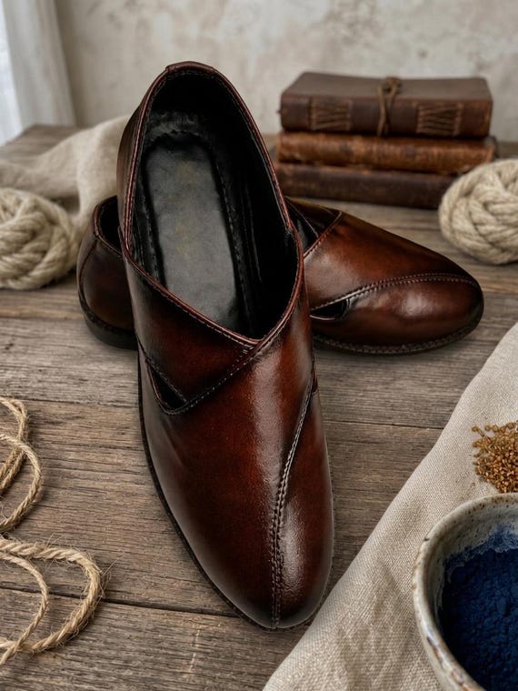 Handmade Brown Leather Peshawari Shoes, Woven Pakistani Ethnic Footwear, Wedding Sandals