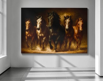 Wild Horses Oil Painting Print: Western Cowboy Decor (Digital Download)