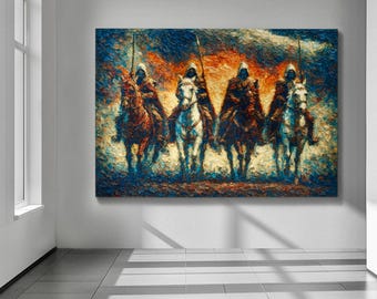 Four Horsemen of the Apocalypse Art: Gothic Medieval Knight Painting (Digital Download)