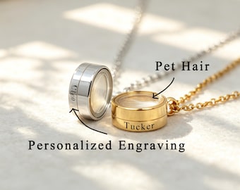 ペットの毛を使ったパーソナライズネックレス、ペットの毛を使ったメモリアルネックレス、ペットの毛を使ったロケットネックレス、ペットロスギフト