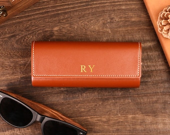 Estuche para gafas personalizado de piel vegana, cierre magnético, regalo de viaje
