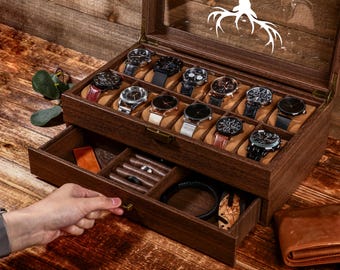 Custom Engraved Watch Box ,Personalized Watch Case,Customized watch storage jewelry box,Gift for dad,Anniversary Birthday Gift for Men