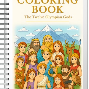 Greek Mythology Coloring Book: 12 Olympian Gods, Kids Printable Activity (A4 Instant Download)