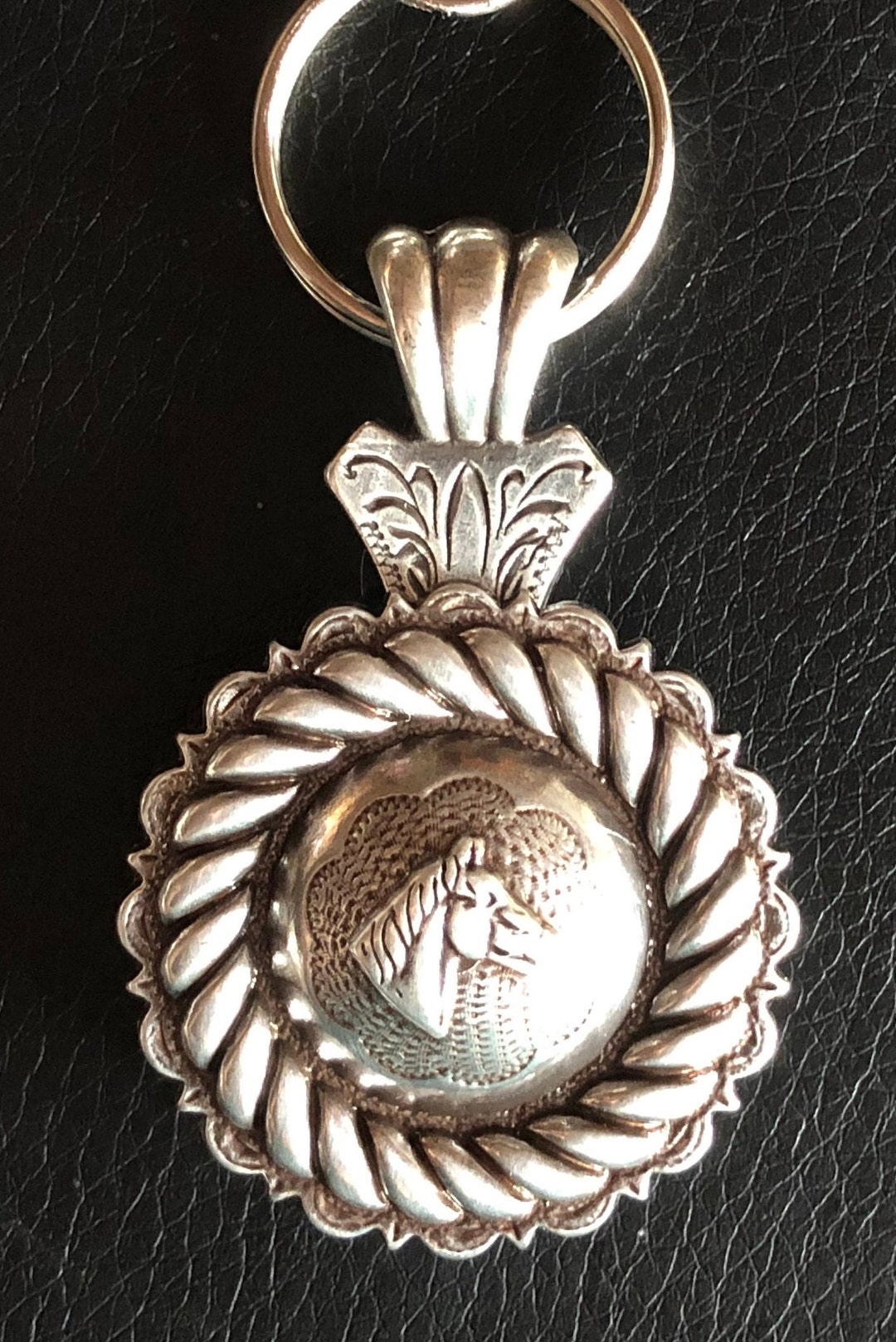 Silver Finish Rope Edge Horsehead Concho Slide, Pendant or Keychain - Etsy