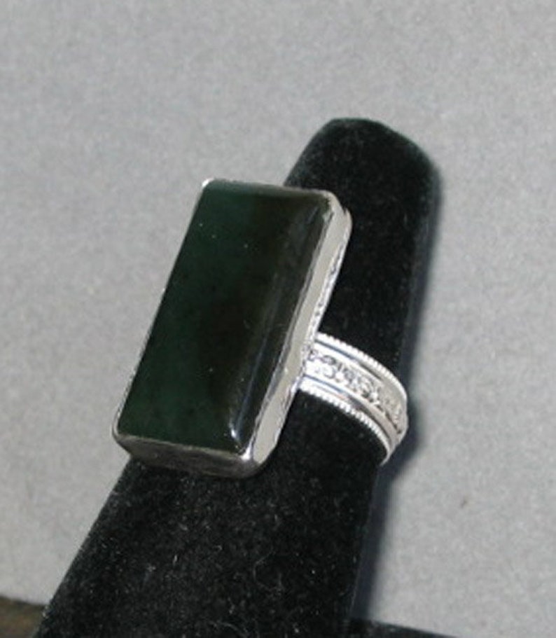 Size 8 14 Jade in Sterling Silver Ring