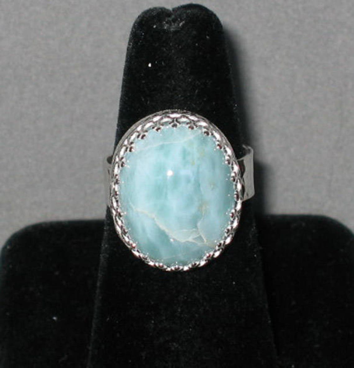 •LARIMAR - LARGER TEARDROP• silver ring (size 6.25)